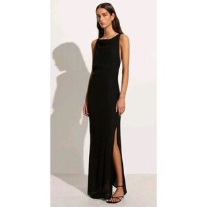 Faithfull the Brand Palermo Maxi Dress Braided Cross Strap Halter Gown linen S